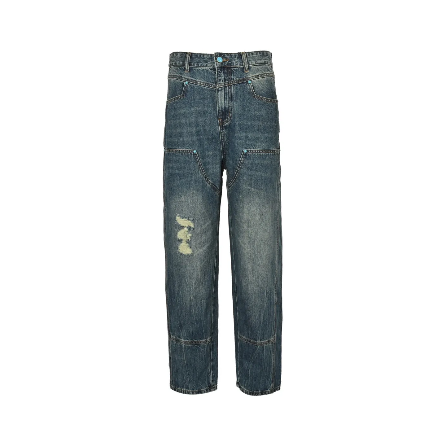 Louis Vuitton/Louis Vuitton 24Fw enamel button washed frayed work jeans